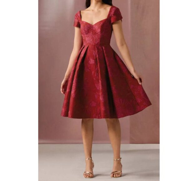 Women's Formal Gown Midi Dress Evening Floral Zoe Party Red Hot Pink Size 2 - Picture 1 of 6